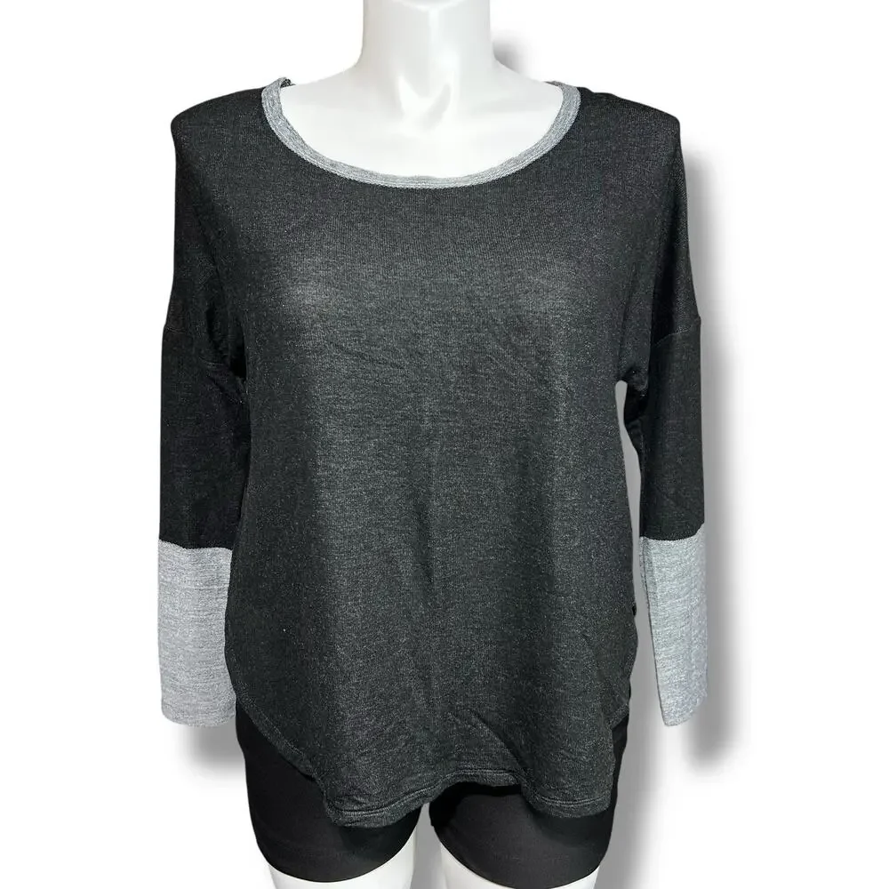 Rue21 Womens Sweater Top Pullover Slouch Fit Long Sleeve Black Gray XL